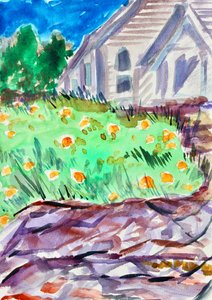 Iglesia en una colina, Tiburon, 2017 de Richard Fox