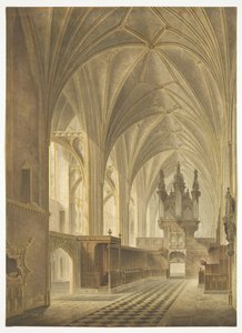 El coro de la catedral de Bristol, mirando al oeste de Richard G. Reeve