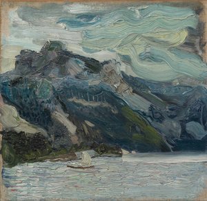 Lago Traun con Montaña Durmiente Griega, 1907 de Richard Gerstl