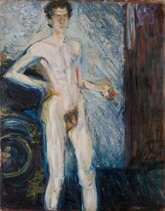 Autorretrato desnudo con paleta - Gerstl, Richard (1883-1908) - 1908 - Óleo sobre lienzo - 139,3x100 - Museo Leopold, Viena