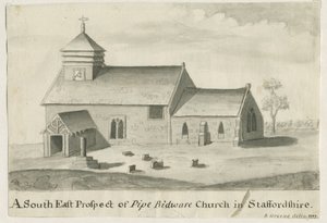 Iglesia de Pipe Ridware: pintura en sepia, 1777
