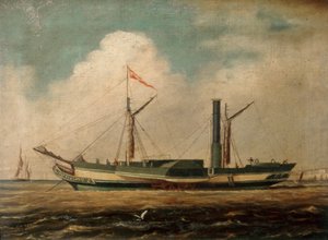 Barco de vapor "Belfast" frente a Brighton (óleo sobre lienzo)