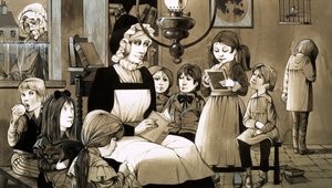 Una "Dame School" de la década de 1830 (gouache sobre papel)