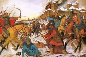 Ciudadanos de la ciudad de Kiev defendiéndose de los guerreros nómadas del Este de Richard Hook