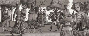Hyde Park en la década de 1880 (gouache sobre papel)
