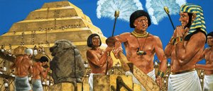 Imhotep, astrónomo y arquitecto, con el faraón Zoser