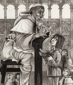 Escuela de monjes (gouache sobre papel) de Richard Hook