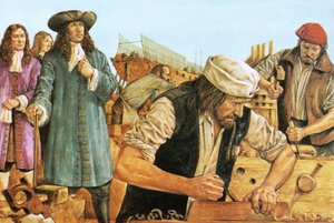 Pedro el Grande visita un astillero de Richard Hook