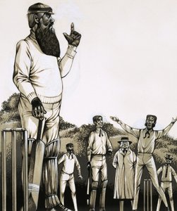 El gran W G Grace en el wicket de Richard Hook