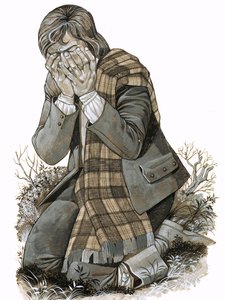 El hijo de una pastora que se arrodilló y lloró por la sangre que más tarde se derramaría en Culloden. de Richard Hook