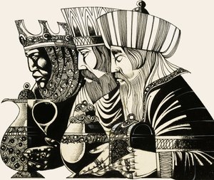 Reyes Magos (gouache sobre papel) de Richard Hook