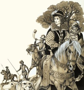 La joven Isabel I de caza de Richard Hook