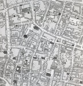 Mapa de las calles de Londres alrededor de Guildhall, c.1795