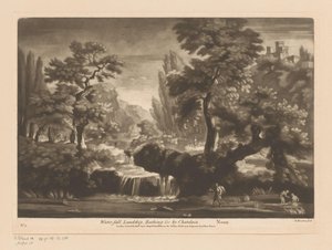 paisaje con cascada Cascada, Landskip, Baño &c. por Chatelain (título sobre el objeto) Mediodía (título en el objeto) de Richard Houston