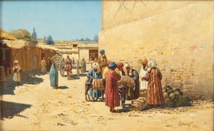 Venta callejera en Asia Central, 1902 de Richard Karl Sommer