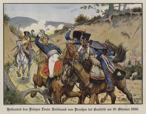 Muerte heroica del Príncipe Luis Fernando de Prusia en la Batalla de Saalfeld de Richard Knotel