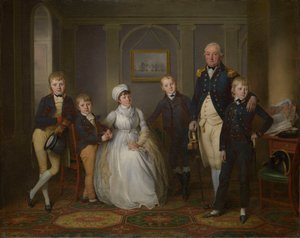 El capitán Richard Grindall (1750-1820) y su familia, hacia 1800 (óleo sobre lienzo) de Richard Livesay