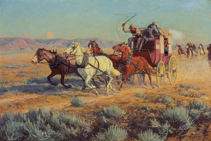 Diligencia perseguida por indios a caballo, 1912
