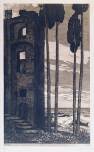 Ruinas junto al mar (aguafuerte y aguatinta) de Richard Mueller