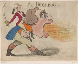 Spotprent op koning George III, 1792 Un Bugaboo (título sobre objeto)