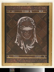 Cabeza de la Justicia con los ojos vendados; diseño para la figura de la decoración en mármol del Tribunal Supremo de La Haya de Richard Nicolaüs Roland Holst