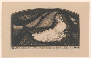 Mujer y niño reclinados
Diseño de boceto para esgrafiado (título en el objeto) de Richard Nicolaüs Roland Holst
