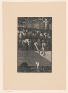 Hombre recuperando el cadáver de un bebé de un foso
La cloaca vomita su miseria (título original) de Richard Nicolaüs Roland Holst