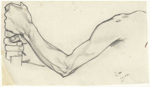 Estudio de un brazo izquierdo que sostiene un palo de Richard Nicolaüs Roland Holst