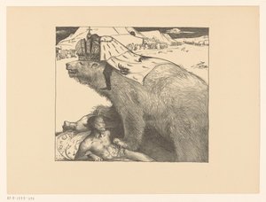 El zar Nicolás II de Rusia en el oso ruso
El oso ruso ruge la paz (título original) de Richard Nicolaüs Roland Holst