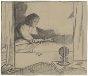 Mujer Hogerhuis, sentada en la cama (segundo borrador) de Richard Nicolaüs Roland Holst