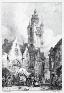Bergues: La torre del mercado de Richard Parkes Bonington
