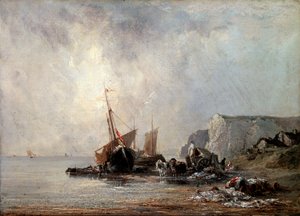 Barcos en la costa de Normandía, 1823 de Richard Parkes Bonington