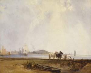 Paisaje cerca de Quilleboeuf, Francia, c.1824-25 de Richard Parkes Bonington