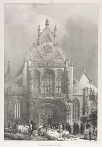 Viajes pintorescos y románticos en la vieja Francia, Franco Condado: Frente de la iglesia en Brou, 1825 de Richard Parkes Bonington
