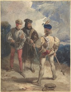 Quentin Durward y Luis XI disfrazado (recto); Estudio de figura masculina (verso) de Richard Parkes Bonington