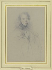 Autorretrato con abrigo, retrato de tres cuartos de Richard Parkes Bonington