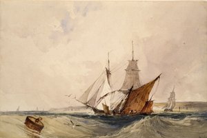 Embarcaciones frente a la costa de Kent, c1820s de Richard Parkes Bonington
