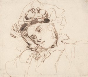Estudio de una mujer con la cabeza en la mano de Richard Parkes Bonington