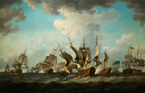 Batalla de los Cardenales en 1759 pintada por Richard Paton de Richard Paton