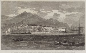 Ciudad y Fuerte de Acapulco, en la costa oeste de México, con el escuadrón inglés y francés en el puerto de Richard Principal Leitch