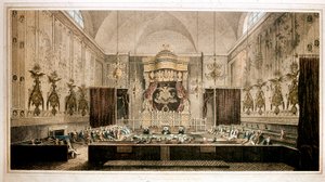 Vista de la Cámara de los Lores, cámara alta del Parlamento de Gran Bretaña. Grabado por Rothwell. Siglo XIX Parker Gallery, Londres de Richard Rothwell