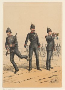 Tres soldados británicos
Nueve representaciones de uniformes militares británicos (título de la serie)