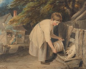 Niña alimentando cerdos, 1800 de Richard Westall