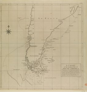 Carta de la parte meridional de Sudamérica con el rastro del Centurión de Richard William Seale