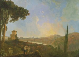Vista del Tíber con Roma en la distancia, c.1770-80 (óleo sobre lienzo) de Richard Wilson