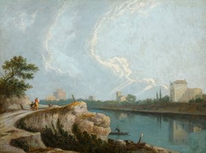 Orillas del Tíber, Roma (óleo sobre lienzo) de Richard Wilson
