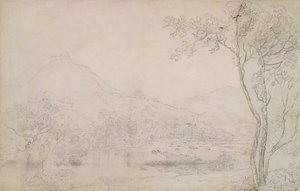 Castell Dinas Bran, Gales (grafito y tiza negra sobre papel) de Richard Wilson