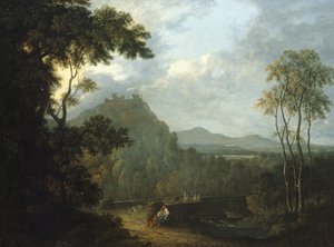 Castillo de Dinas Bran, cerca de Llangollen II, c.1770 (óleo sobre lienzo) de Richard Wilson