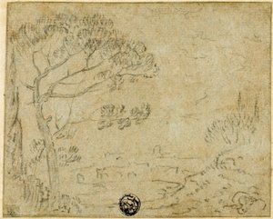 Paisaje Italiano con Pino Paraguas en Primer Plano