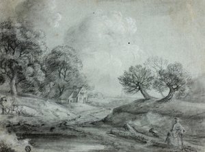 Paisaje con mujer y vacas (recto); Boceto de un paisaje (verso) de Richard Wilson